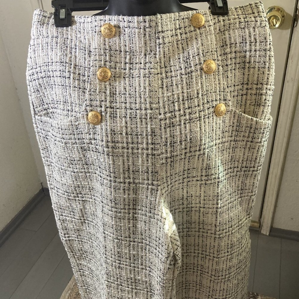 Twead Sailor Capris Pants with Gold Buttons